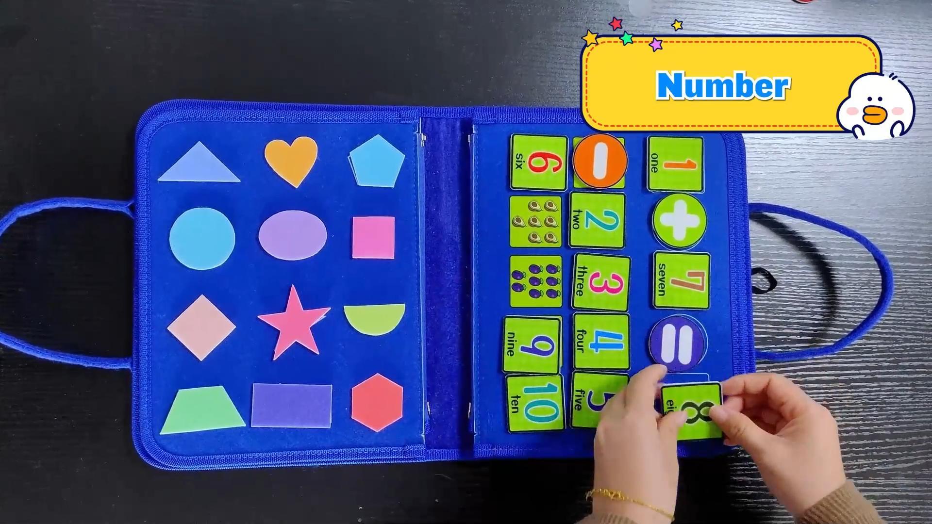 thumbnail video image 2 of Boczif Busy Board Montessori Toys,Busy Book for Toddlers 1-3 Kindergarten,Travel Toy for Plane Car Gift for 1 2 3 4 Year Boys, Blue, 2 of 9
