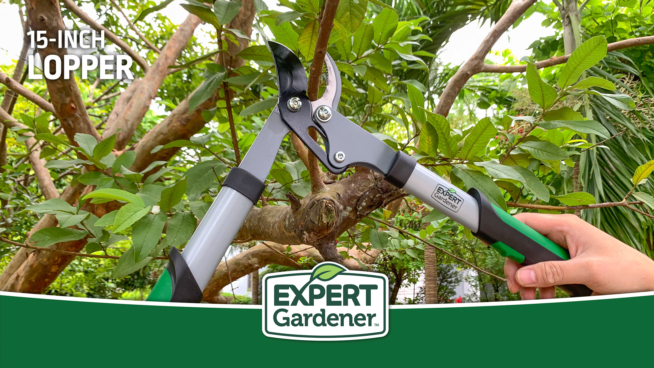 thumbnail video image 2 of Expert Gardener 15-Inch Lopper, Lightweight and Durable with Ergonomic Grips, 2 of 9