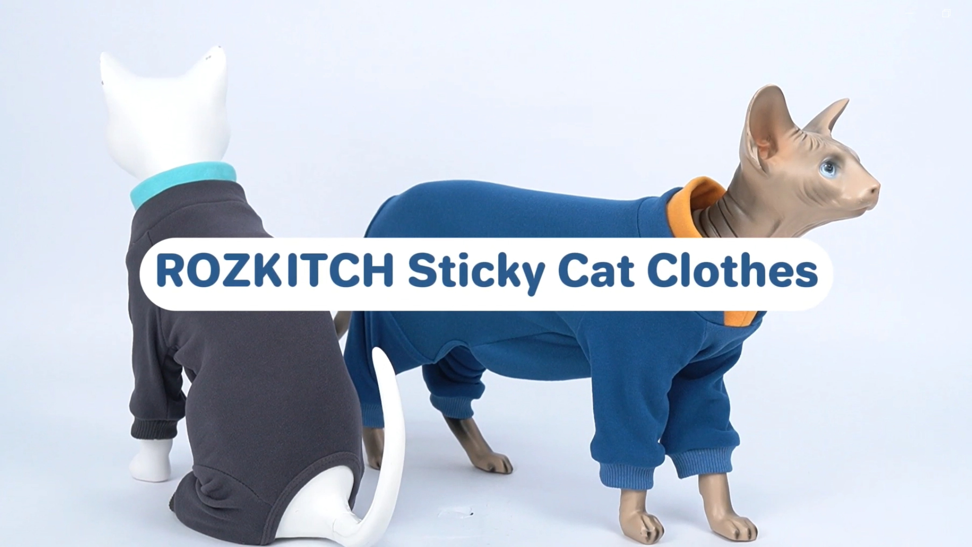 thumbnail video image 2 of ROZKITCH Sticky Cat Clothes Soft Cat Recovery Suit Stretchy Cat Onesie - Hair Loss Prevention Prevents Licking Body and Leg Wounds After Surgery, Blue, L, 2 of 8
