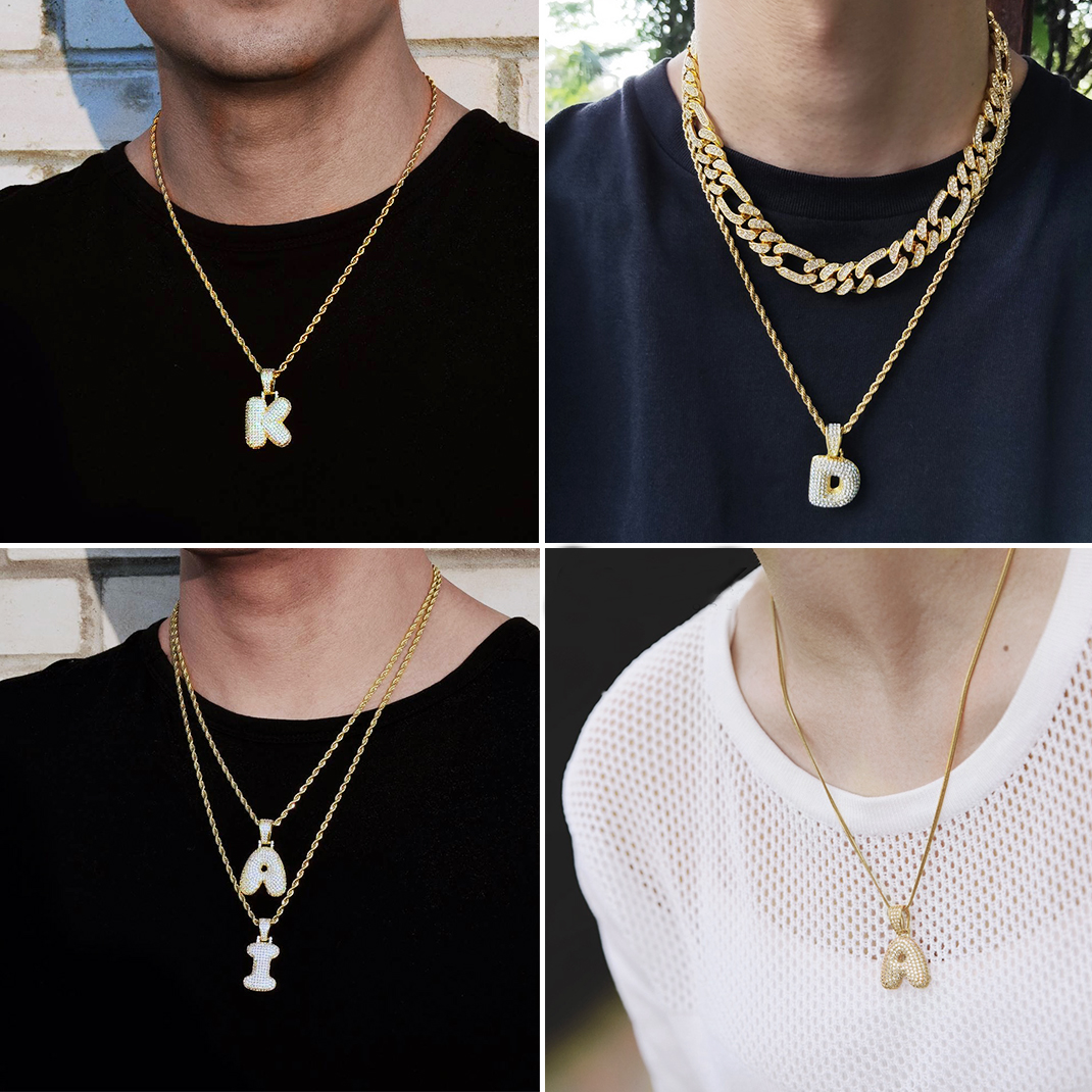 thumbnail video image 2 of KeyStyle Initial Pendant Necklace for Women & Men Stainless Steel A-Z Letter Alphabet Necklace with Cubic Zirconia Valentine's Jewelry Gift for Wife, 2 of 10