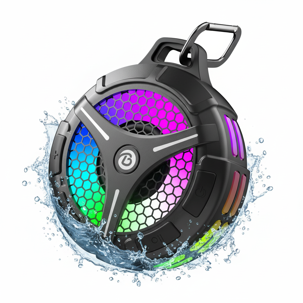 thumbnail video image 2 of Shower Speaker, Bluetooth 5.3, IPX7 Waterproof, with Strong Suction Cup, Mini Stereo Sound, Ideal for Bathroom, Party, Travel, 2 of 9