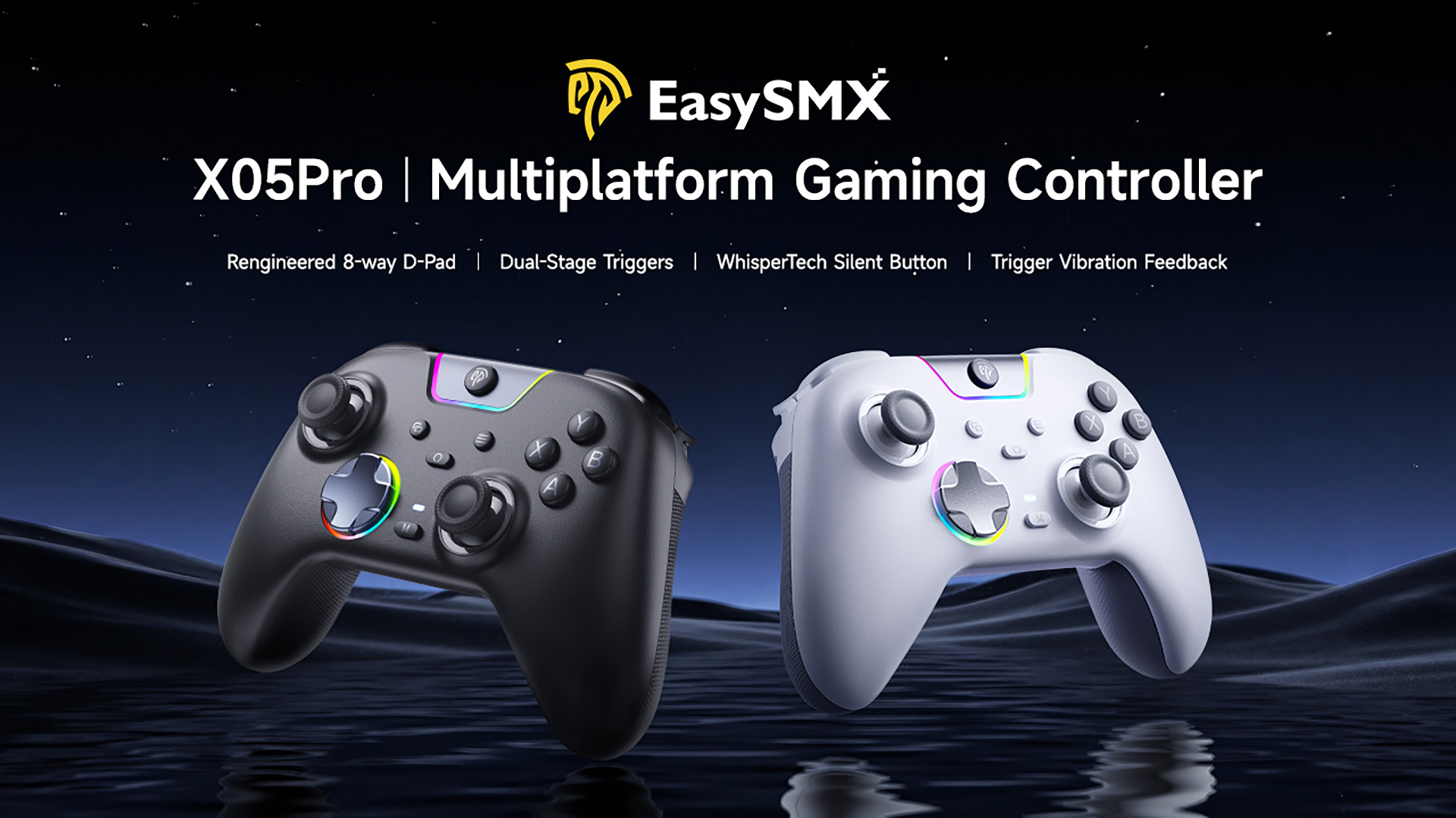 thumbnail video image 2 of EasySMX Wireless PC Controller with Mute Buttons,Dual-Stage Vibration Triggers,8 Way D-Pad,Anti-drift Hall Joysticks, Multi-Platform Gaming Controller for PC/Switch/Switch 2/iOS/Android/Steam, 2 of 14