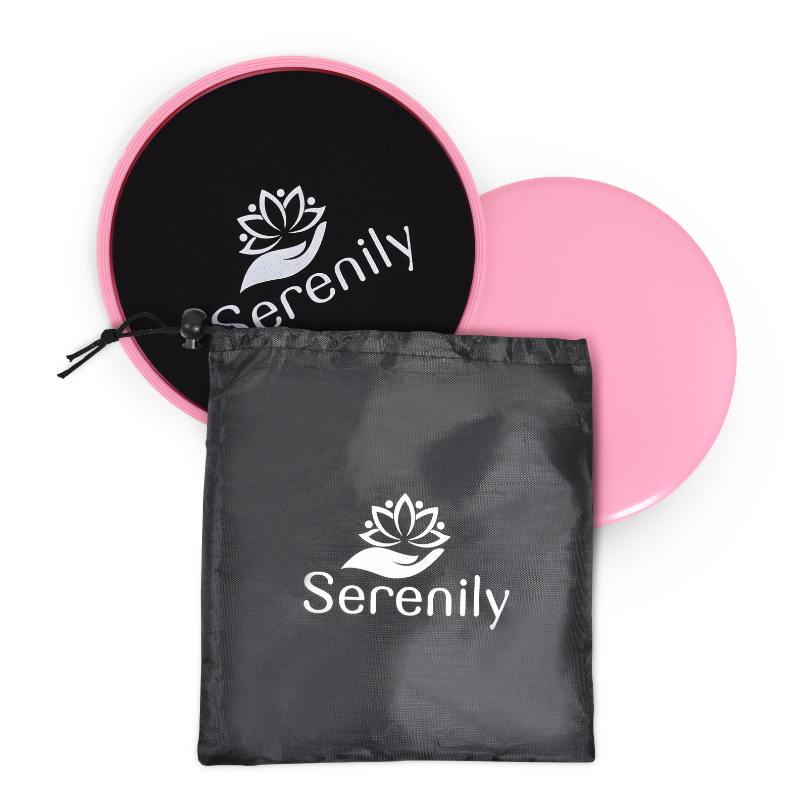thumbnail video image 2 of Serenily Dual Sided Pink Plastic Core Exercise Sliders, 2 of 6