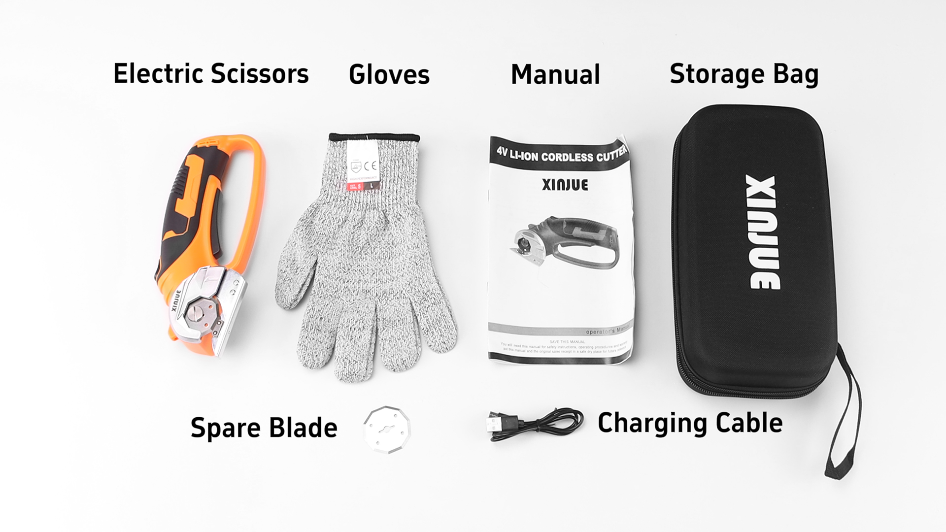 thumbnail video image 2 of Cordless Electric Scissors, Cardboard Box Cutter Heavy Duty,  4V Rechargeable Power Rotary Cutter with Safety Lock & LED Light for Fabric, Carpet, Paper or Leather, Orange, 2 of 13
