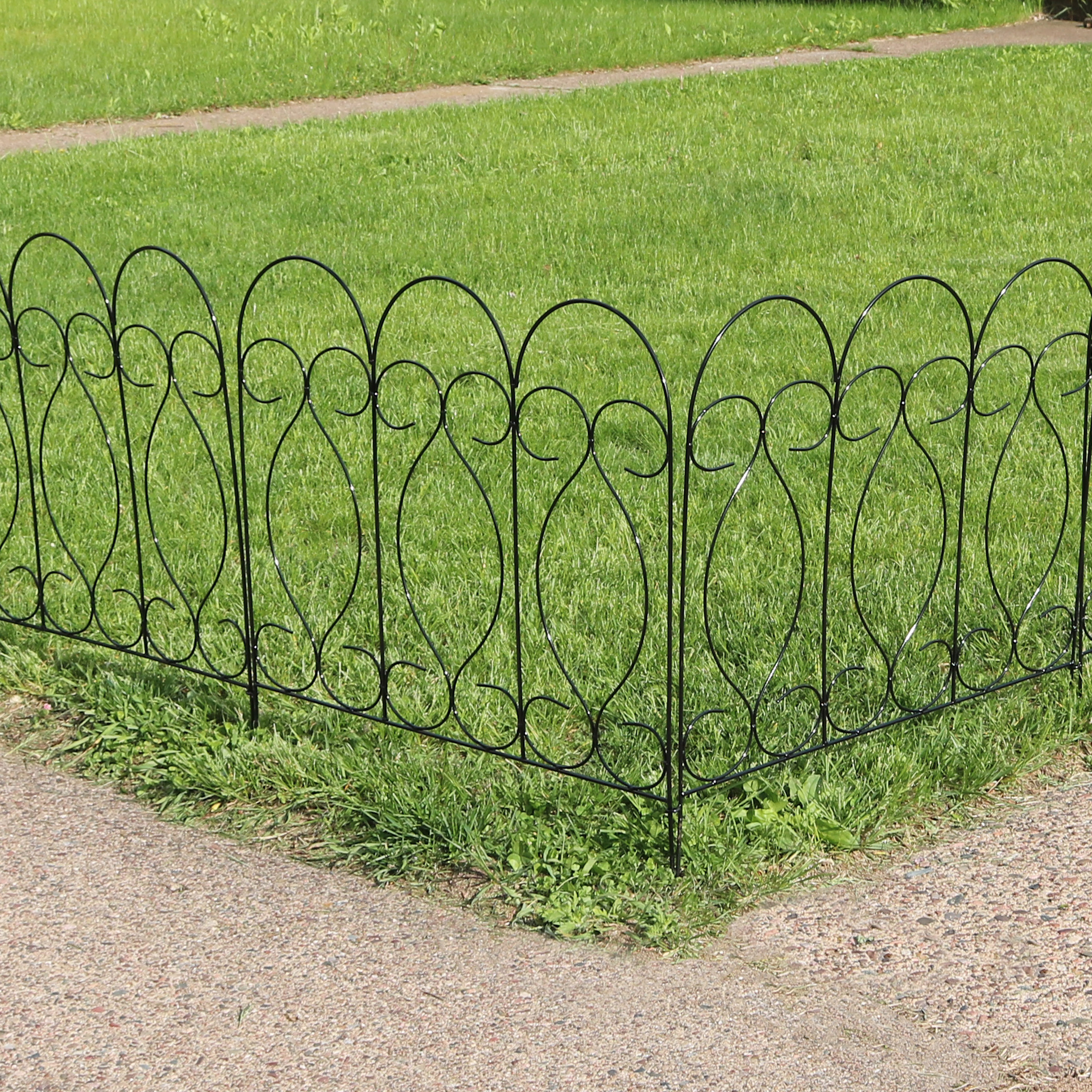 thumbnail video image 2 of Sunnydaze Traditional 24" x 24" Black Steel Decorative Garden Fence Panels (5 Count), 2 of 7