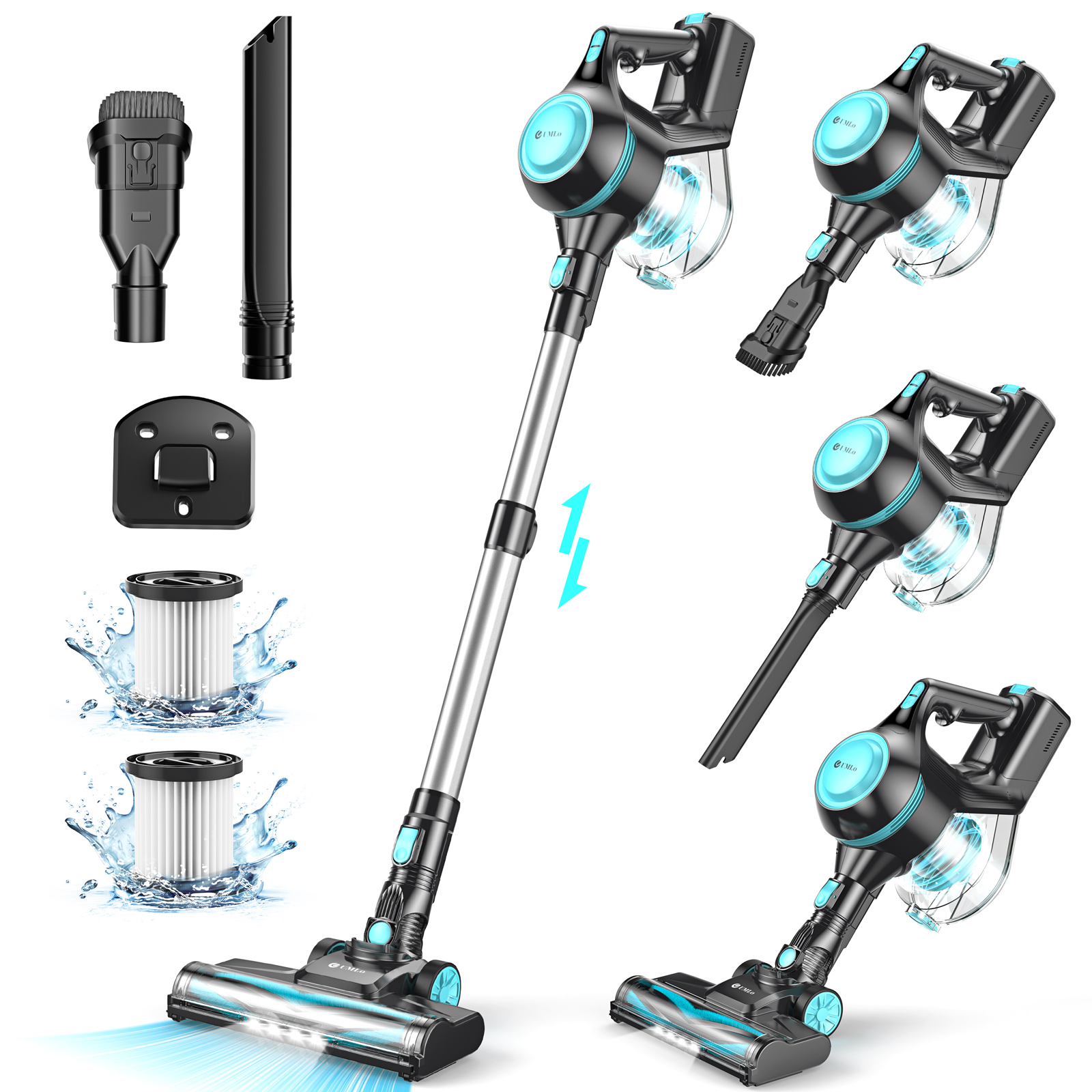 thumbnail video image 2 of UMLo Cordless Vacuum Cleaner, 30Kpa Powerful Suction Stick Vacuum, 6 in 1 Lightweight Vacuum Cleaners for Home Hardfloor Carpet Pet Hair, N15, 2 of 12