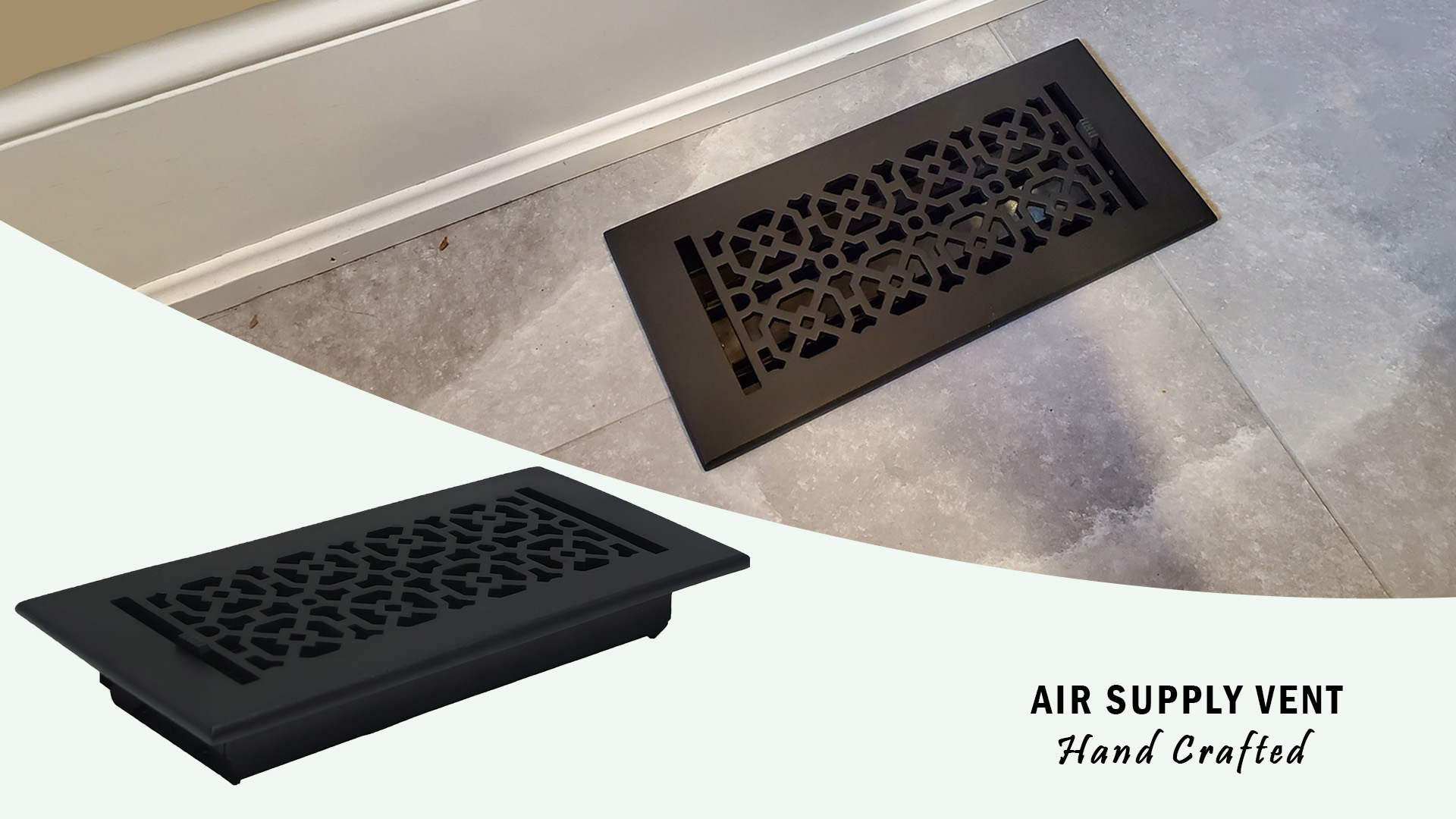 thumbnail video image 2 of Achtek Air Supply Vent 4"x 14" Duct Opening (Overall 5-1/2"x 15-3/4") Solid Cast Aluminum Register Cover | Powder Coated, 2 of 13