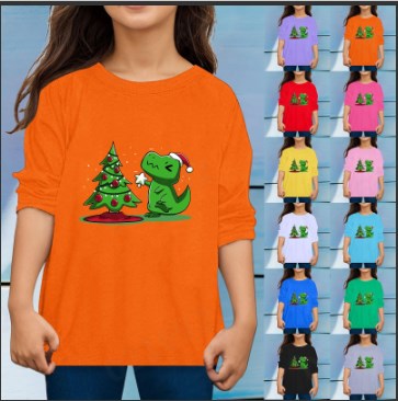 thumbnail video image 2 of Girls Long Sleeve Shirts Toddler Boys Girls Winter Long Sleeve Christmas Prints T Shirt, 2 of 4