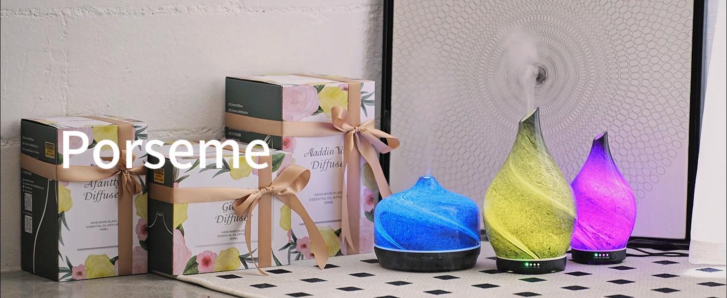Color Changing Diffusers Porseme 150ml Essential Oil Diffuser Glass Color Changing Ultrasonic ...