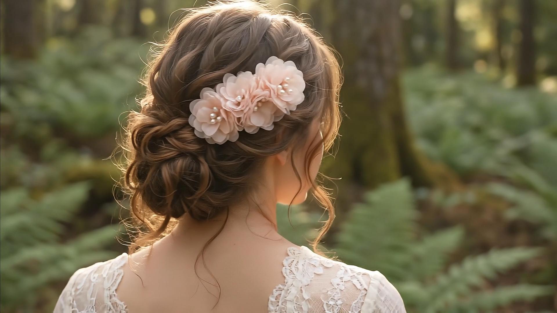 thumbnail video image 2 of MIALLO Elegant Pink Tulle Flower Hair Comb, Faux Pearl Bridal Hair Comb for Wedding & Daily Wear, 2 of 8