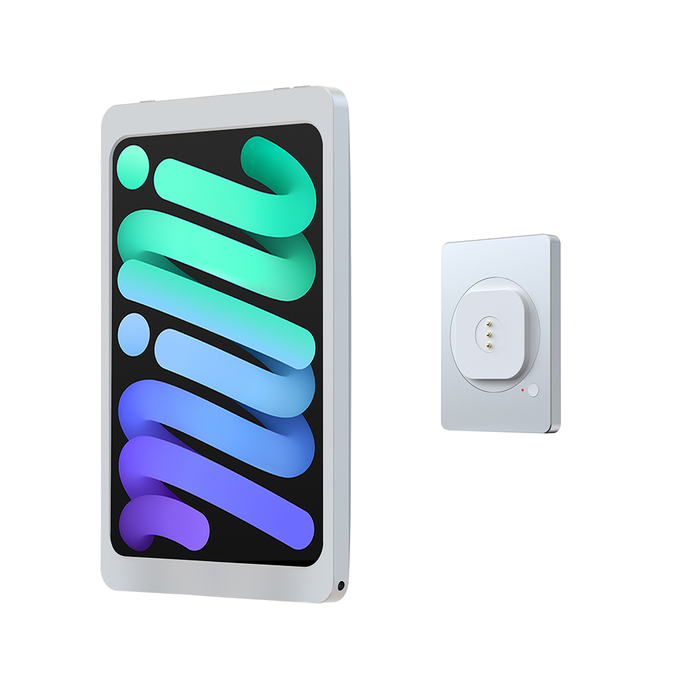 thumbnail video image 2 of EMONITA Magnetic Wall Mount with 18W Fast Charging Case for iPad Air 13-Inch (M2) Strong Magnets 360 Rotation - Silver (2024), 2 of 8