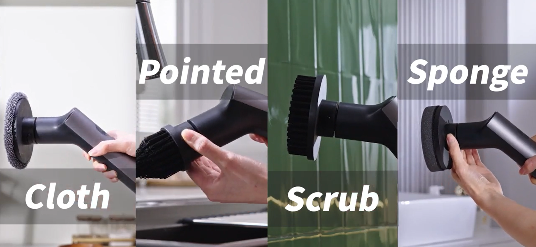 thumbnail video image 2 of HOTO Cordless Electric Spin Scrubber, IPX7 Full Body Waterproof Long Handle Scrub Brush with 6 Brush Heads for Bathroom Tile Floor Shower, 2 of 16