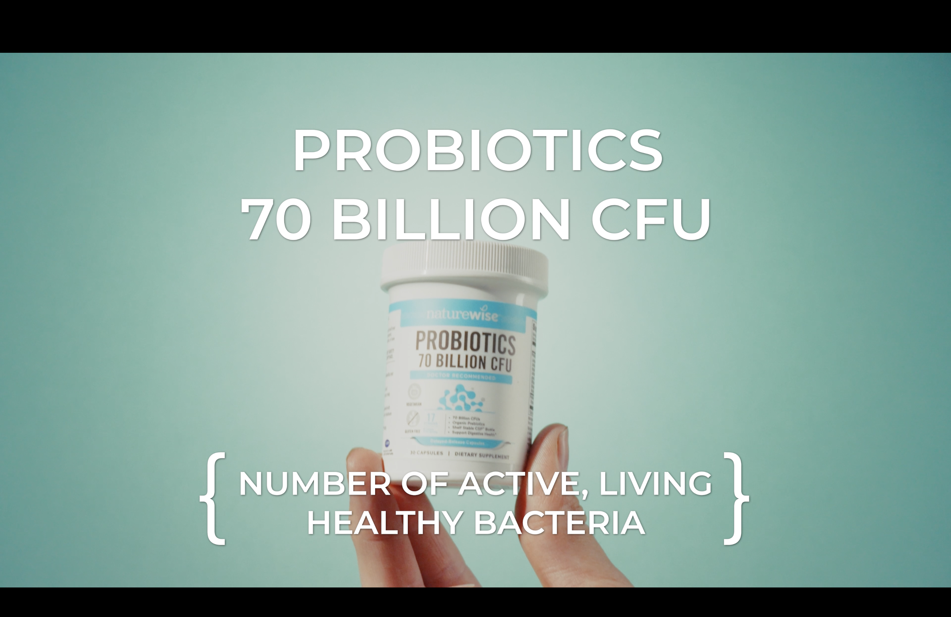 thumbnail video image 2 of NatureWise Probiotics 70 Billion CFU + Organic Prebiotics - 60 Capsules[2-Month Supply], 2 of 3