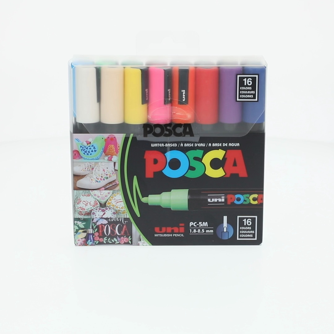 Pennarelli POSCA PC-5M - Set Da 16 Colori, Punta Conica Media 1,8-2,5 Mm, Per Pittura E Disegno Su Varie Superfici, Basic - 2