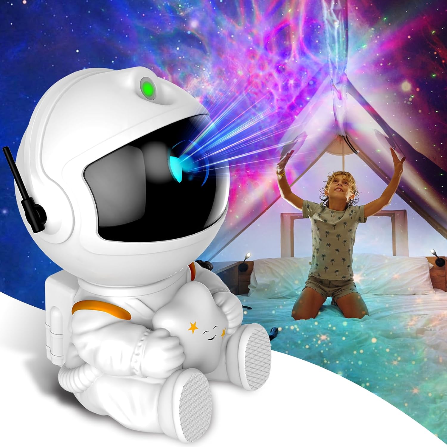 thumbnail video image 2 of A USB Multi-color Plastic Astronaut Night Light Decorative Light Room Party Game Atmosphere Light A Variety Of Room Types Available As Gifts, 2 of 8