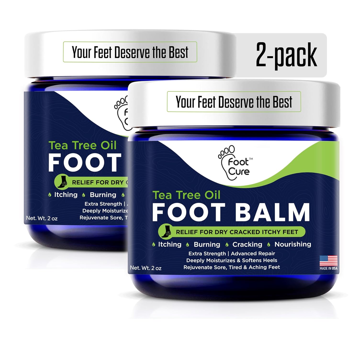 thumbnail video image 2 of Foot Cure Athletes Foot Treatment Balm - 10% Zinc Undecylenate Antifungal Cream, Moisturizing Tea Tree Oil Jock itch Cream, Relieves Itching Burning & Scaling - 2oz, 2 of 11
