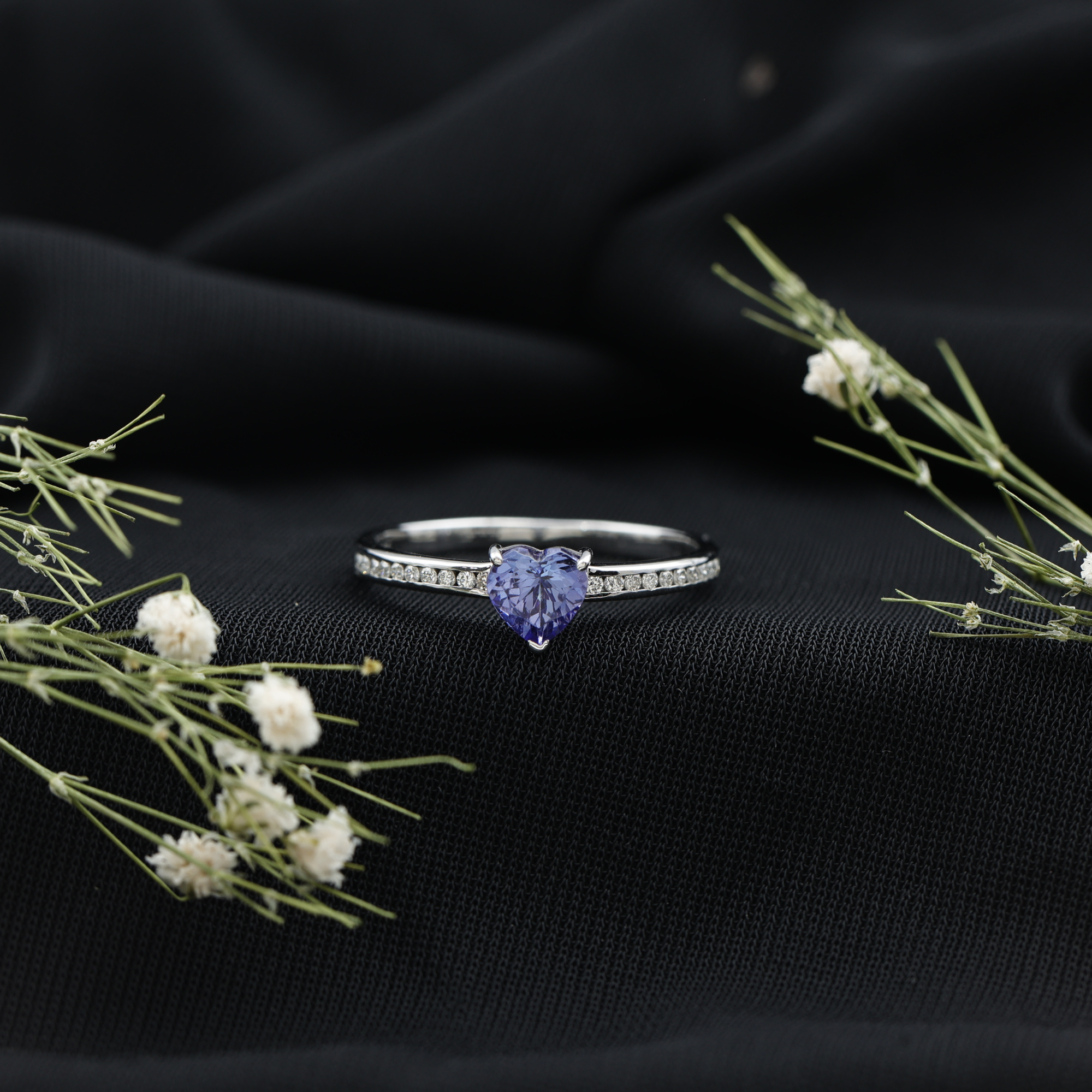 thumbnail video image 2 of Rosec Jewels Natural Tanzanite Heart Shaped Engagement Ring - Tanzanite Diamond Ring - AAA Quality - with Jewelry Box, 14K Yellow Gold, US 5.50, 2 of 8