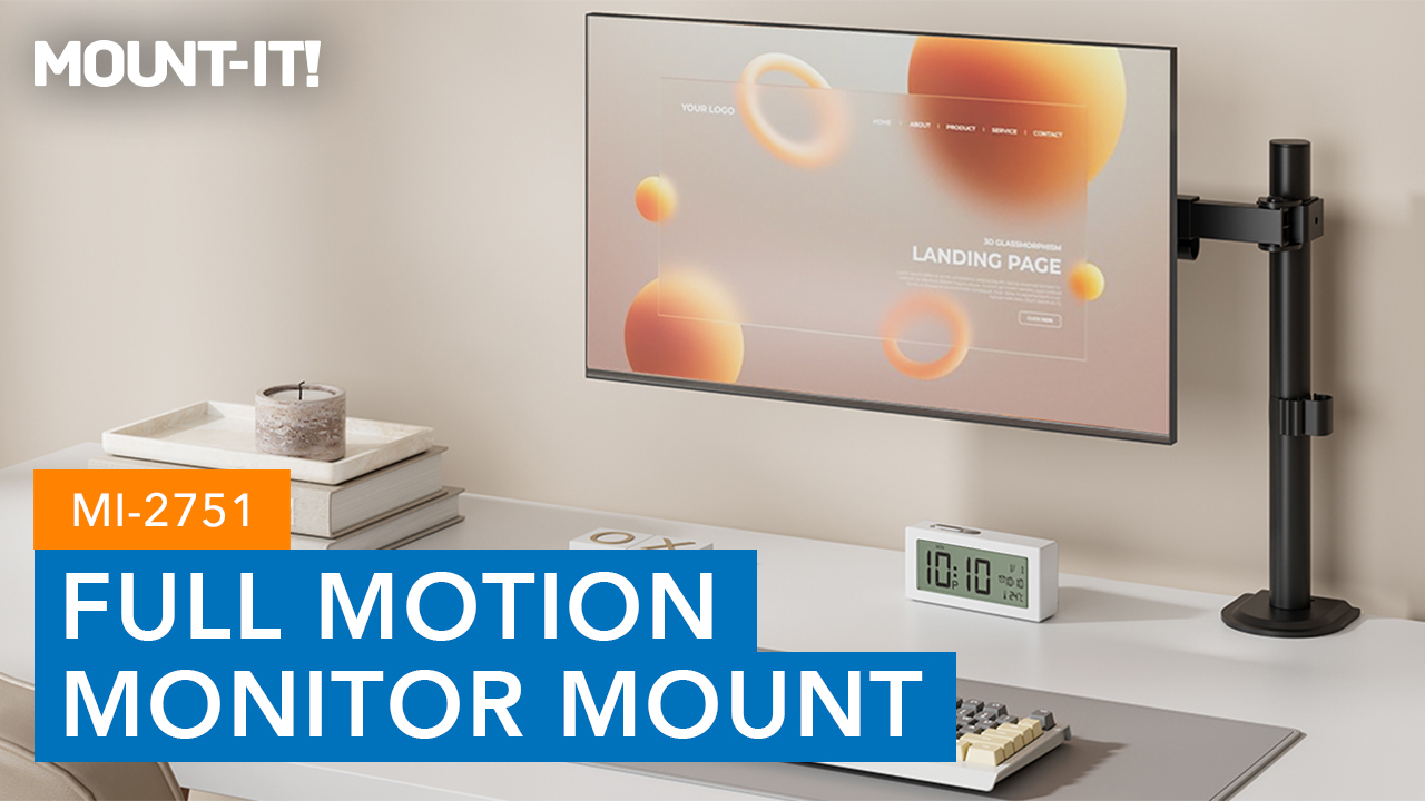 thumbnail video image 2 of Mount-It! Monitor Arm Desk Mount | Fits 17-32 Inch Screens | Height Adjustable, 2 of 11