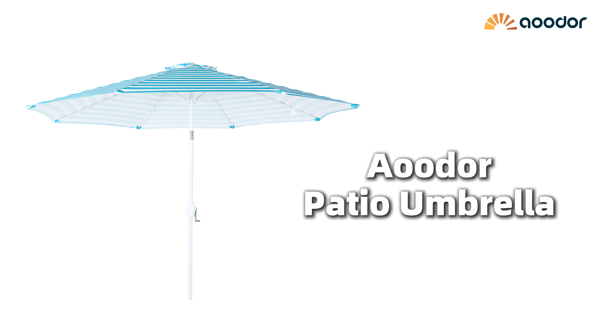 thumbnail video image 2 of Aoodor 9FT Outdoor Patio Umbrella with 8 Steel Ribs and Push Button Tilt Crank, UV Protection, Coffee, 2 of 8