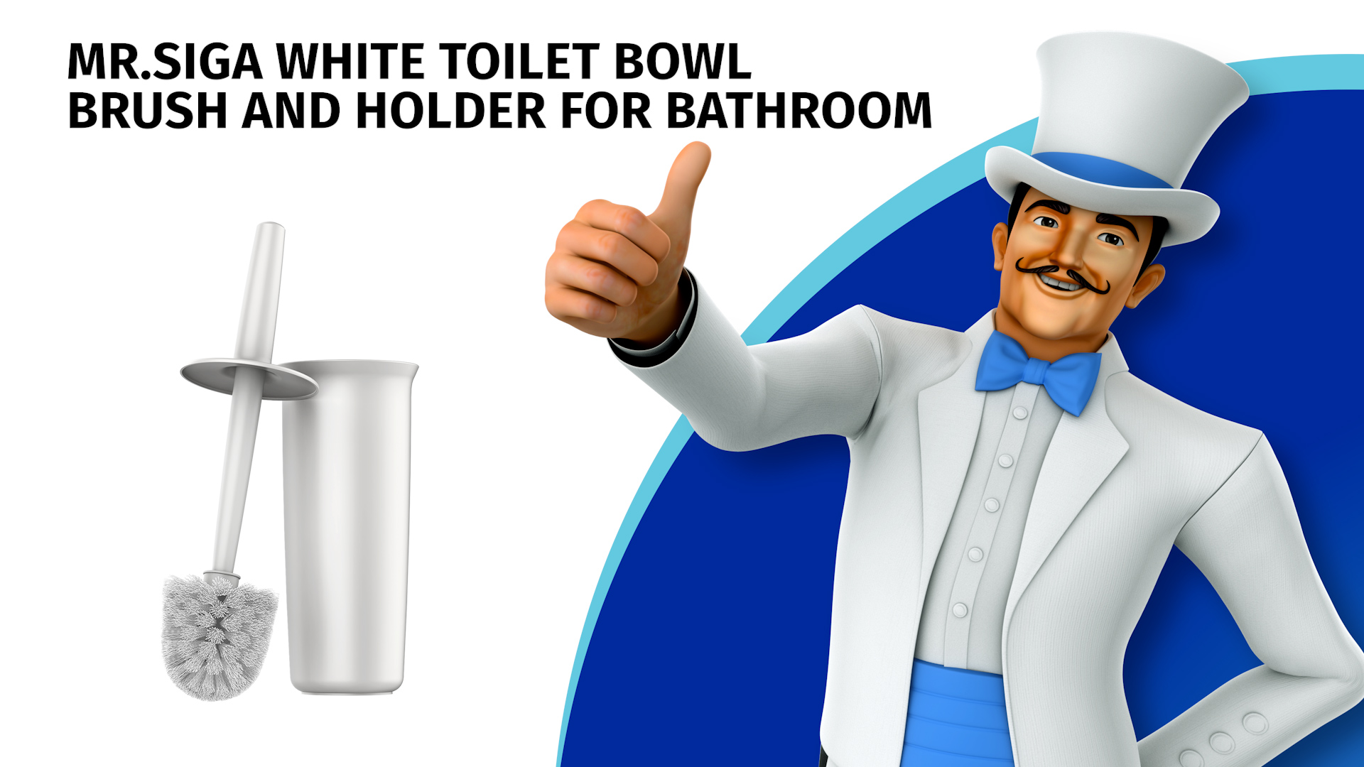 thumbnail video image 2 of MR.Siga Toilet Bowl Brush and Holder for Bathroom, White, 1 Pack, 2 of 10