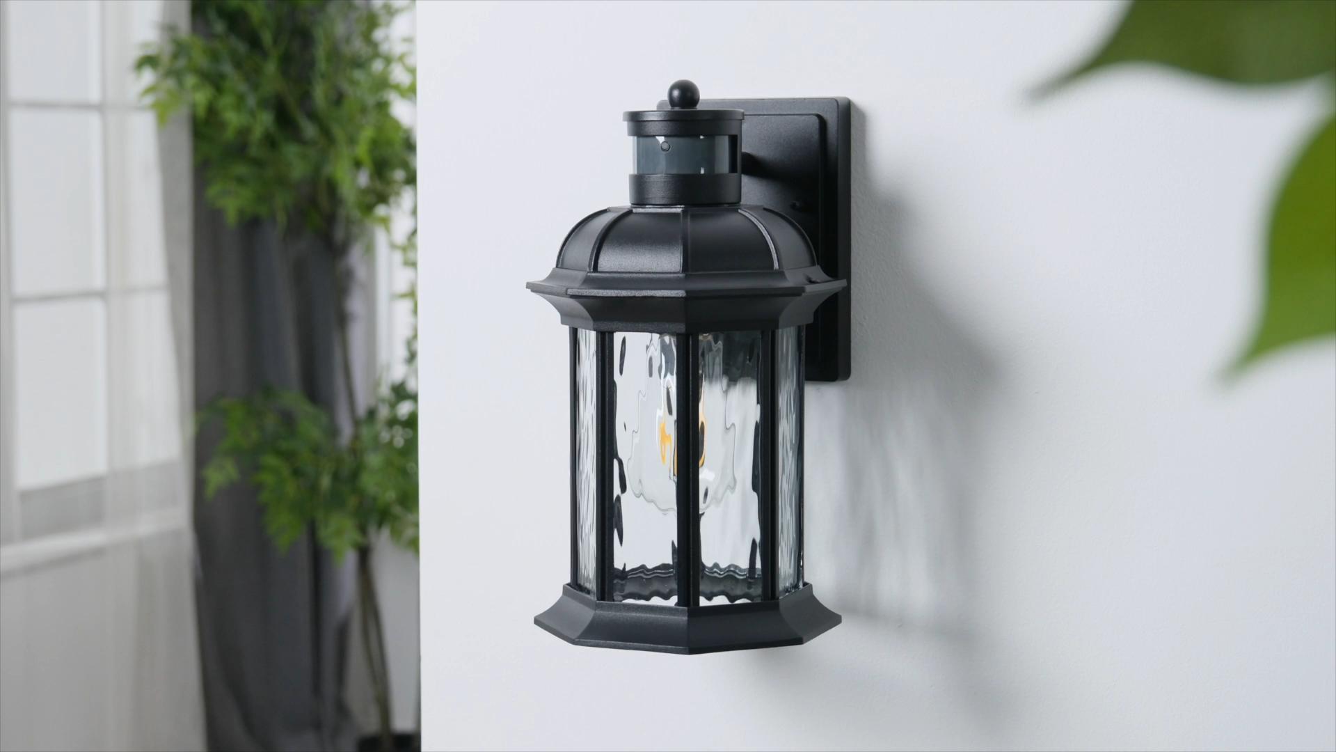 thumbnail video image 2 of VIANIS Motion Sensor Outdoor Wall Lights, 2-Pack Black Outdoor Light Fixture, Exterior Lights for House, Front Porch Light Lantern Wall Mount Sconce Lighting, Dusk to Dawn Outside Lights for Patio, 2 of 10