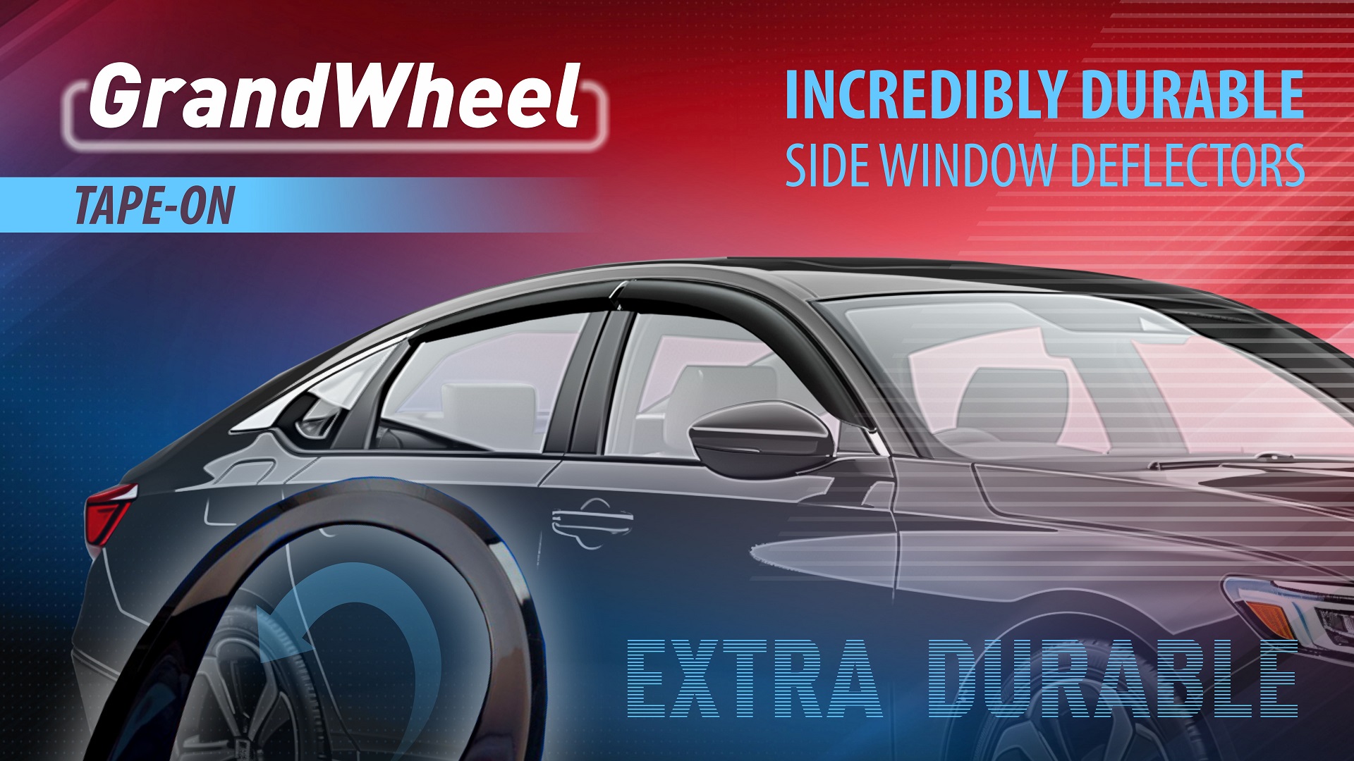 thumbnail video image 2 of GrandWheel Co Window Deflectors Smoke Tinted Tape-On Side Window Vent Visor Deflectors Rain Guards Compatible with Toyota RAV4 2013-2018 - 4pcs. GW0050, 2 of 8