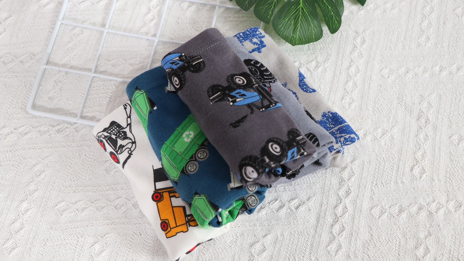 thumbnail video image 2 of FamilyBlisst Toddler Boys 6-Pack 100% Cotton Boxer Briefs, Printed Truck Underwear, Size 2T, 2 of 9