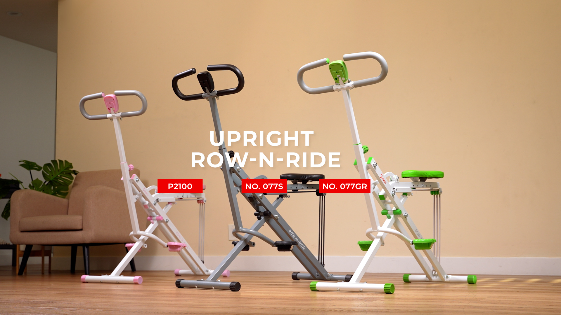 thumbnail video image 2 of Sunny Health & Fitness Row-N-Ride Rowing Machine, Silver, 2 of 7