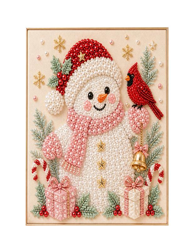 thumbnail video image 2 of Christmas Pearl Diamond Painting Art Kit with Frame, Diy Christmas Decoration For Home Wall Table And Holiday Displays, Craft Project For Creative Decorating Parties Gatherings And Decor, 2 of 5