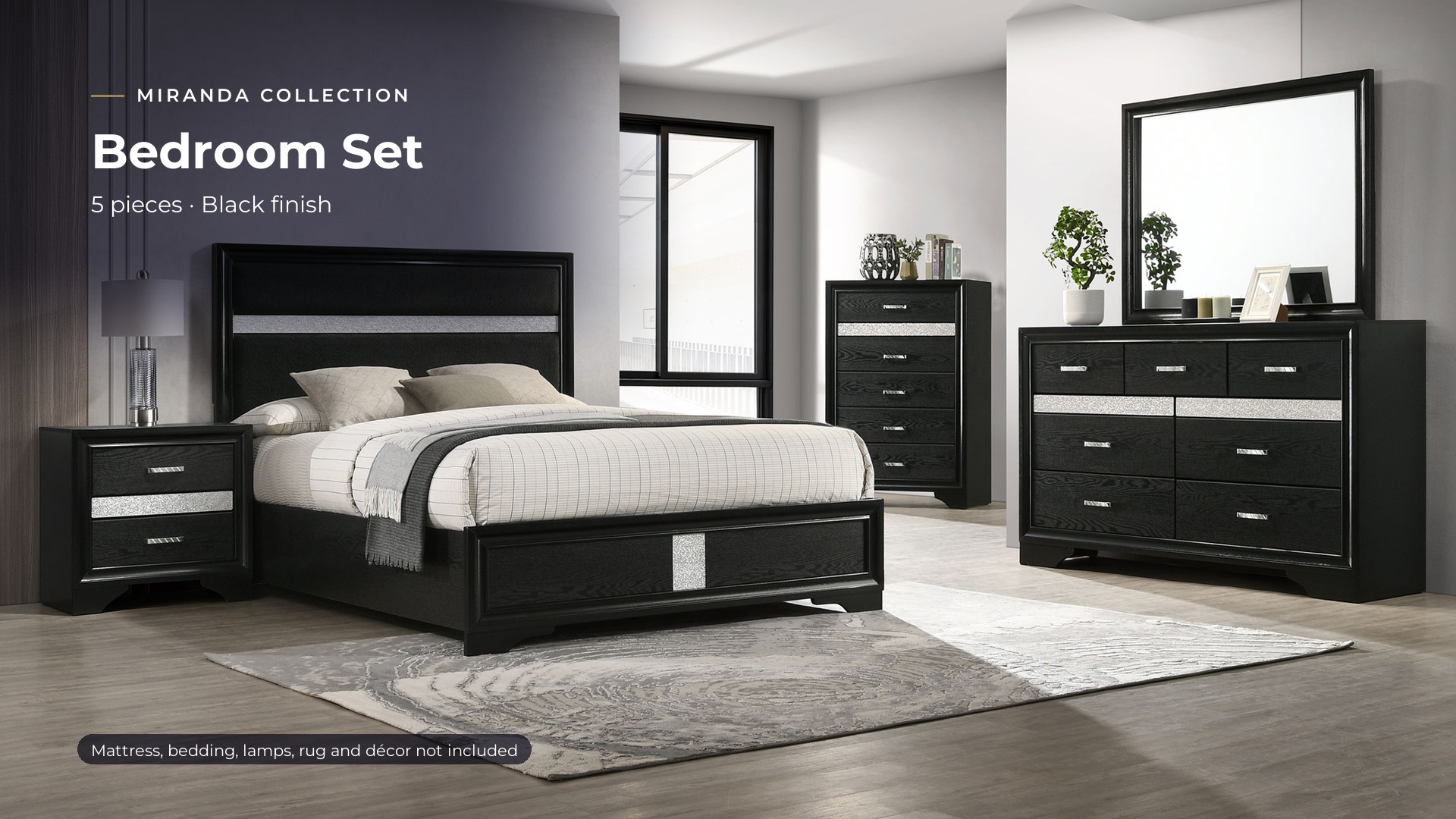 thumbnail video image 2 of Coaster Miranda 5-Piece California King Bedroom Set, Black, 2 of 18