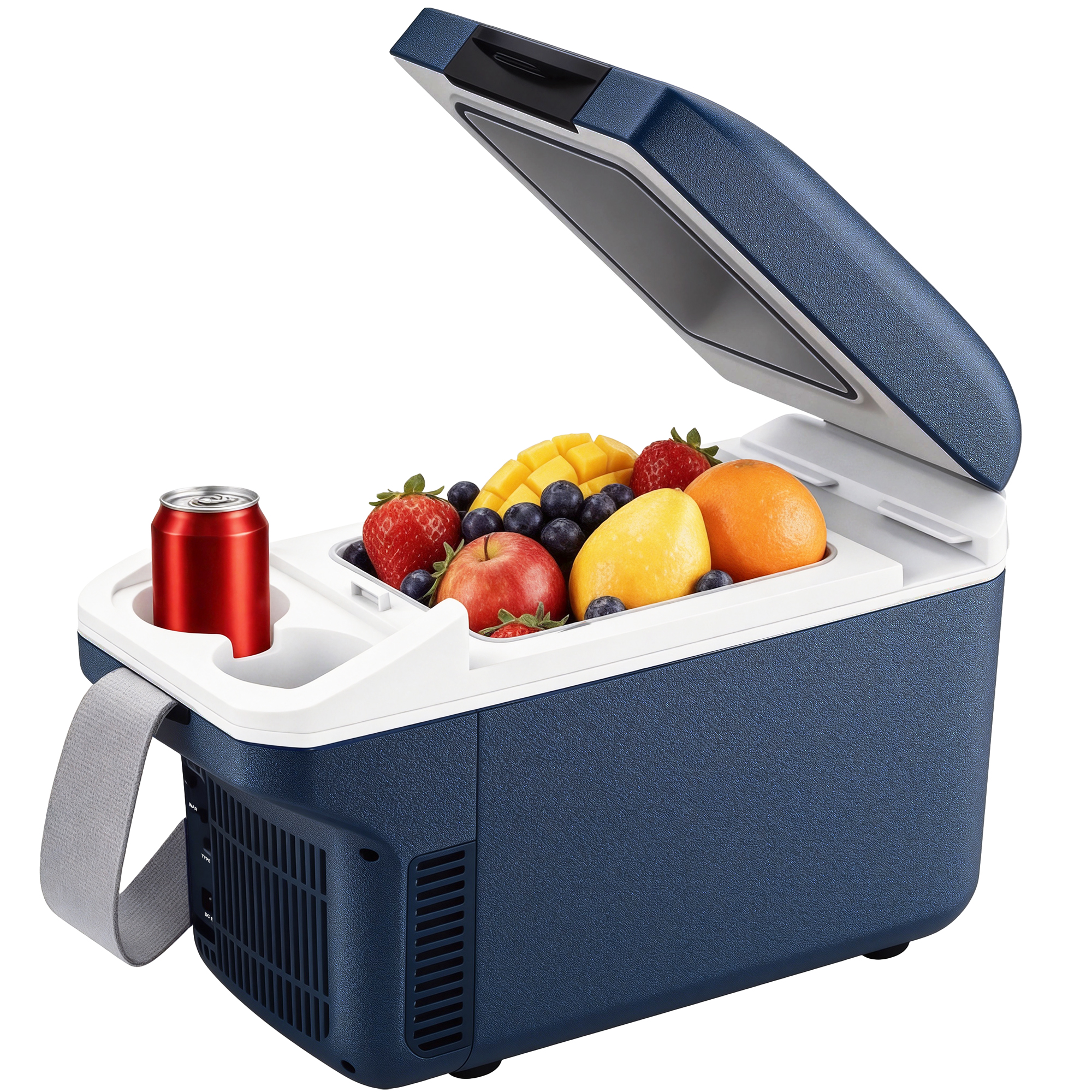 thumbnail video image 2 of IceBlue 8L car refrigerator(9V type-C/12V DC), Dual Temperature (Cold and Hot), compact Mini Fridge for Camping, Travel, Truck, Home, Fishing, RV and Outdoor, with Shoulder Strap, 2 of 10