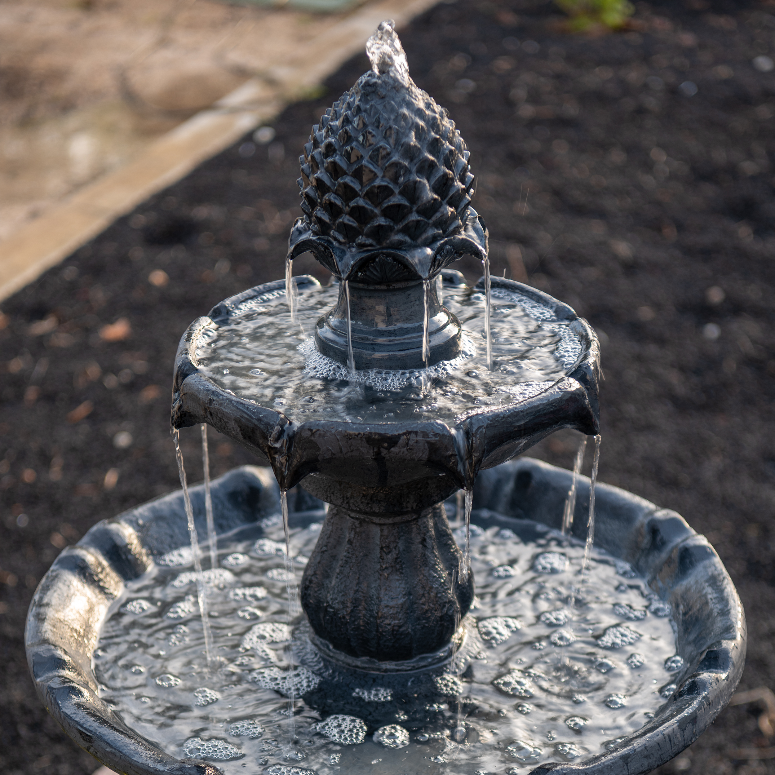 thumbnail video image 2 of XBrand 39" 2-Tier Outdoor Freestanding Solar Water Fountain - Classic Design, Black Resin Bird Bath with Pump - Ideal for Yard, Lawn and Garden, Porch Décor, 2 of 12