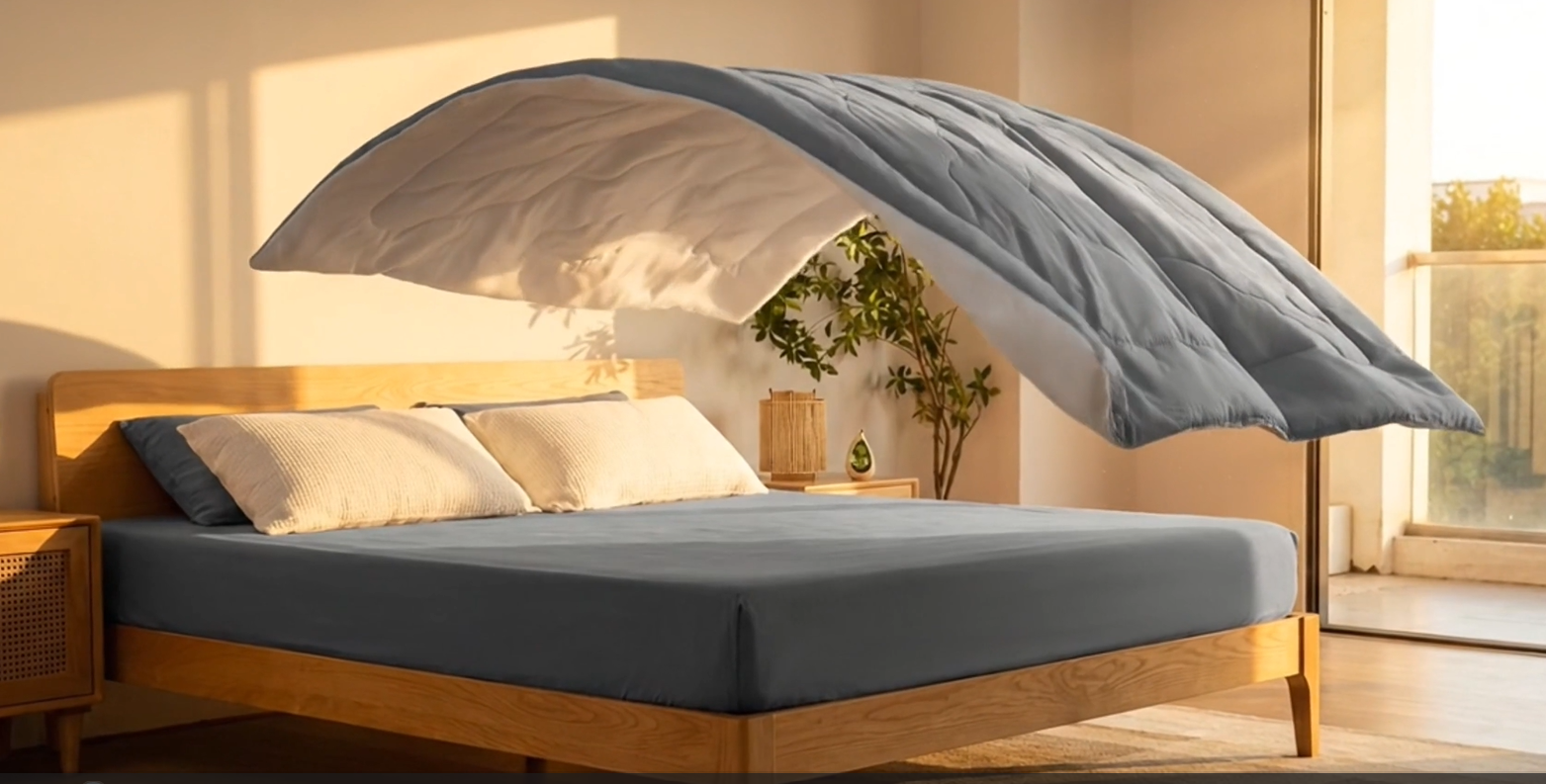 thumbnail video image 2 of Luxclub Twin Cooling Comforter, Lightweight Breathable Bedding for Hot Sleepers, 66 x 88, Grey, 2 of 7