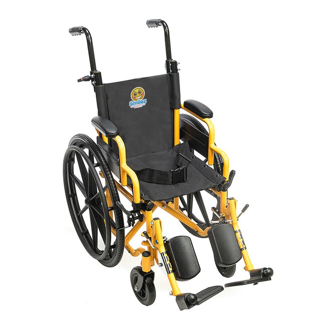 thumbnail video image 2 of Smilez Pediatric Wheelchair 2.0, Lightweight Foldable Wheelchair for Kids Includes Cushion , Seat Belt and Anti-Tippers, 2 of 15
