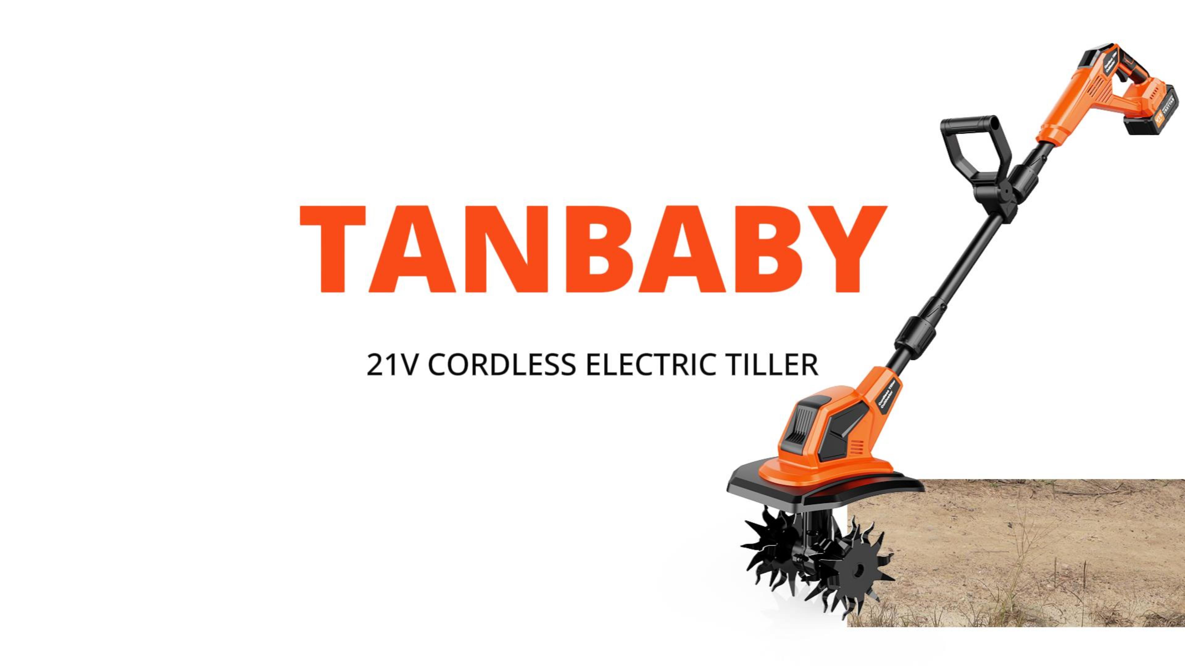thumbnail video image 2 of Tanbaby Cordless Electric Tiller, 360RPM Garden Tiller Cultivator, Battery Powered Rototiller with 2 * 4.0Ah Batteries, 9" Width, 6.7" Depth for Weeding, Gardening & Soil Cultivation, 2 of 10