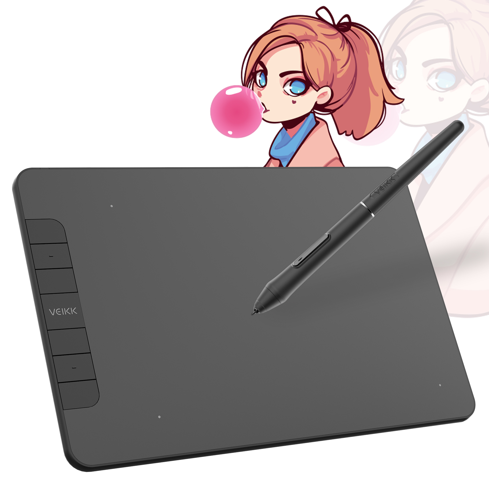 thumbnail video image 2 of VEIKK VK640 Drawing Tablet 6x4 inch Pen Tablet with Battery Free Pen for Android,Windows,Mac,Black, 2 of 7