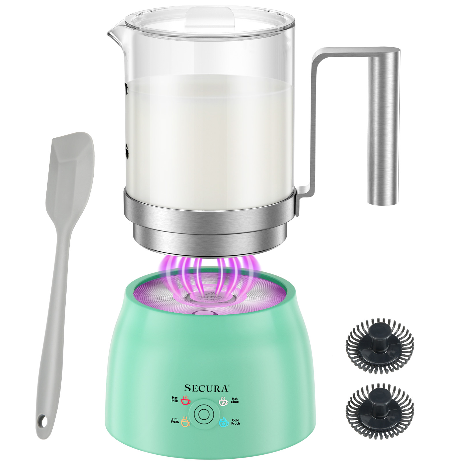 thumbnail video image 2 of Secura Detachable Milk Frother and Steamer, 17oz Electric Milk Warmer 4-in-1 Hot/Cold Foam Maker for Latte, Macchiato, Hot Chocolate, Glass Milk Jug Dishwasher Safe (Upgraded), 2 of 6