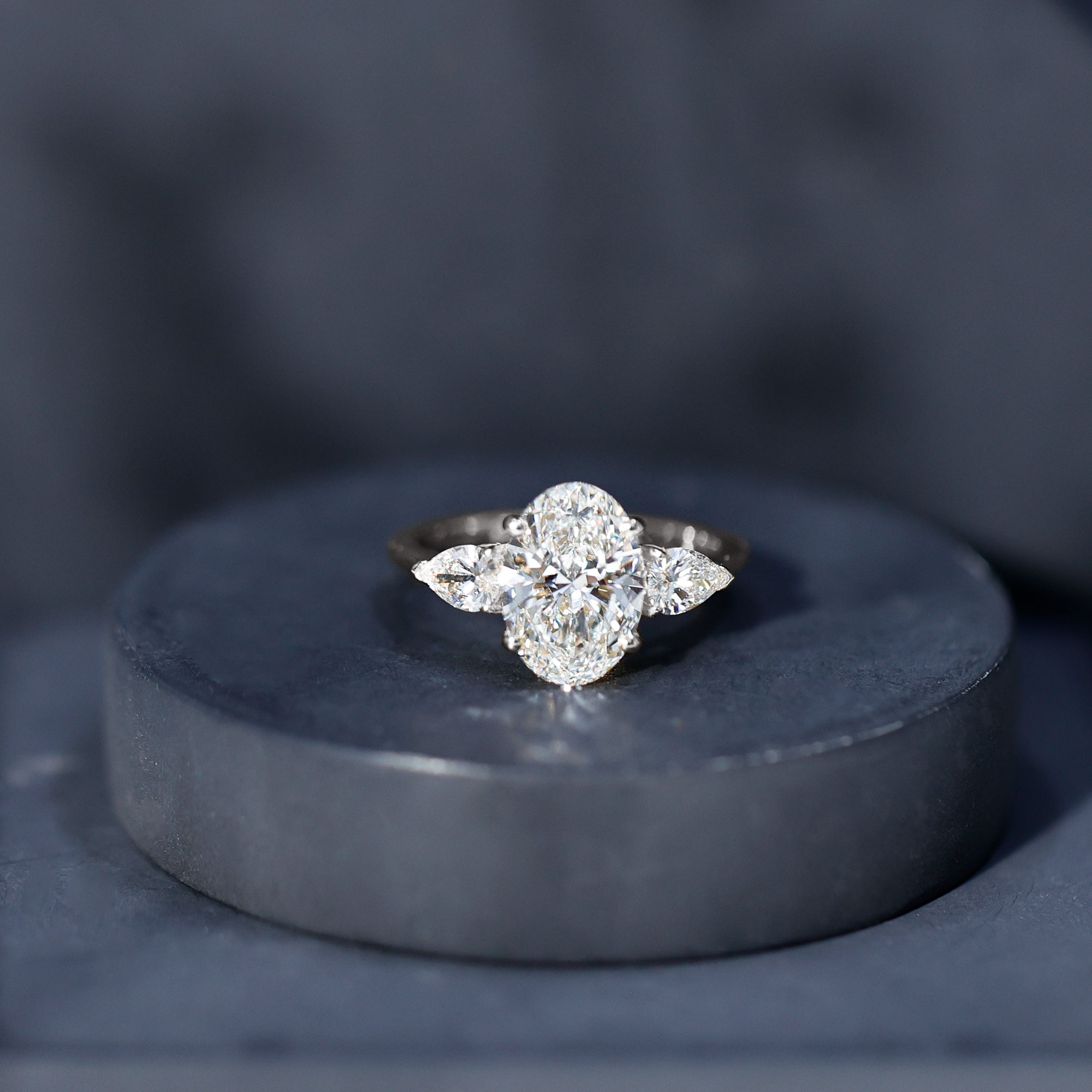 thumbnail video image 2 of Rosec Jewels IGI Certified 3 Carat Lab Grown Diamond Oval Engagement Ring - E-VS1 Quality - Diamond 3 Stone Ring for Women, 18K Yellow Gold, US 7.00, 2 of 9