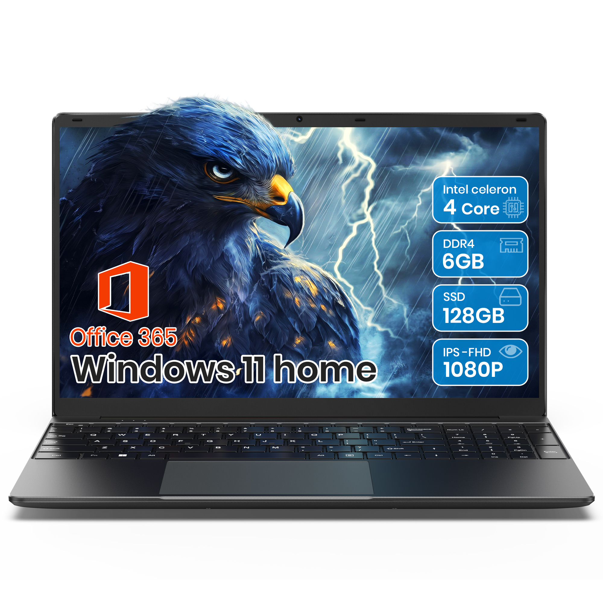 thumbnail video image 2 of SGIN 15.6in Laptop 6GB DDR4 128GB SSD Laptop AI, Windows 11 with 4-Core Intel Celeron Laptop Computer, 1-yr Office 365, FHD 1920*1080, 2 of 9