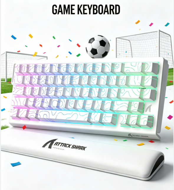 thumbnail video image 2 of ATTACK SHARK X68 HE Rapid Trigger Keyboard Magnetic Switch with C01PRO Coiled Cable, 60% Wired 8KHz Magnetic Keyboard With 0.01mm RT Accuracy, Support RT/Snap Tap/DKS/MT/TGL, 2 of 10