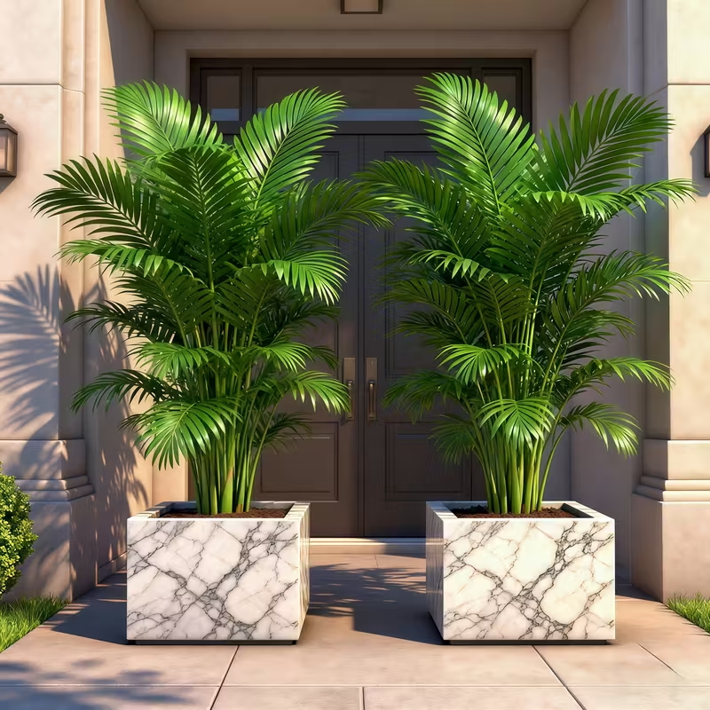 2 pieces artificial plant fake palm tree tropical palm leaves ...