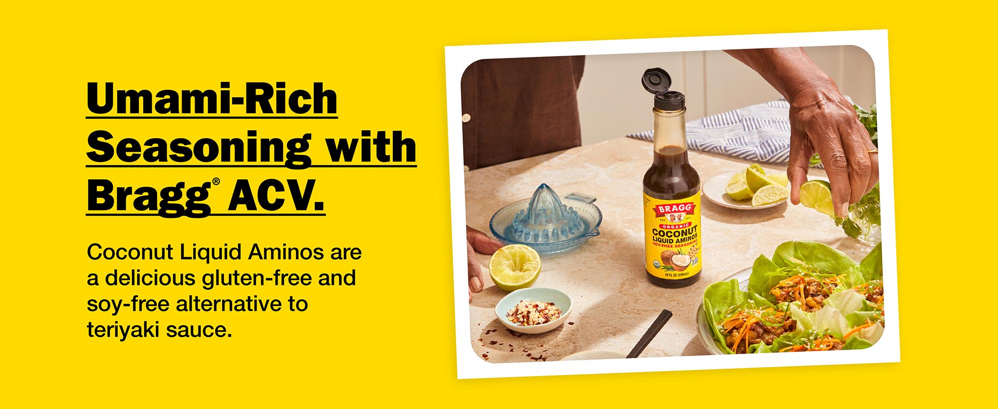 thumbnail video image 2 of Bragg Organic Coconut Liquid Aminos Soy-Free Seasoning, 10 fl oz, 2 of 8