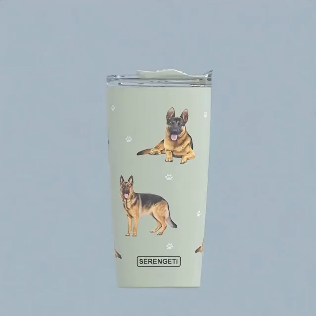 thumbnail video image 2 of E & S Imports Dachshund Black Serengeti Tumbler - One Tumbler 7 Inch, 18/8 Stainless Steel - Hot Or Cold Drinks 11514, 2 of 6