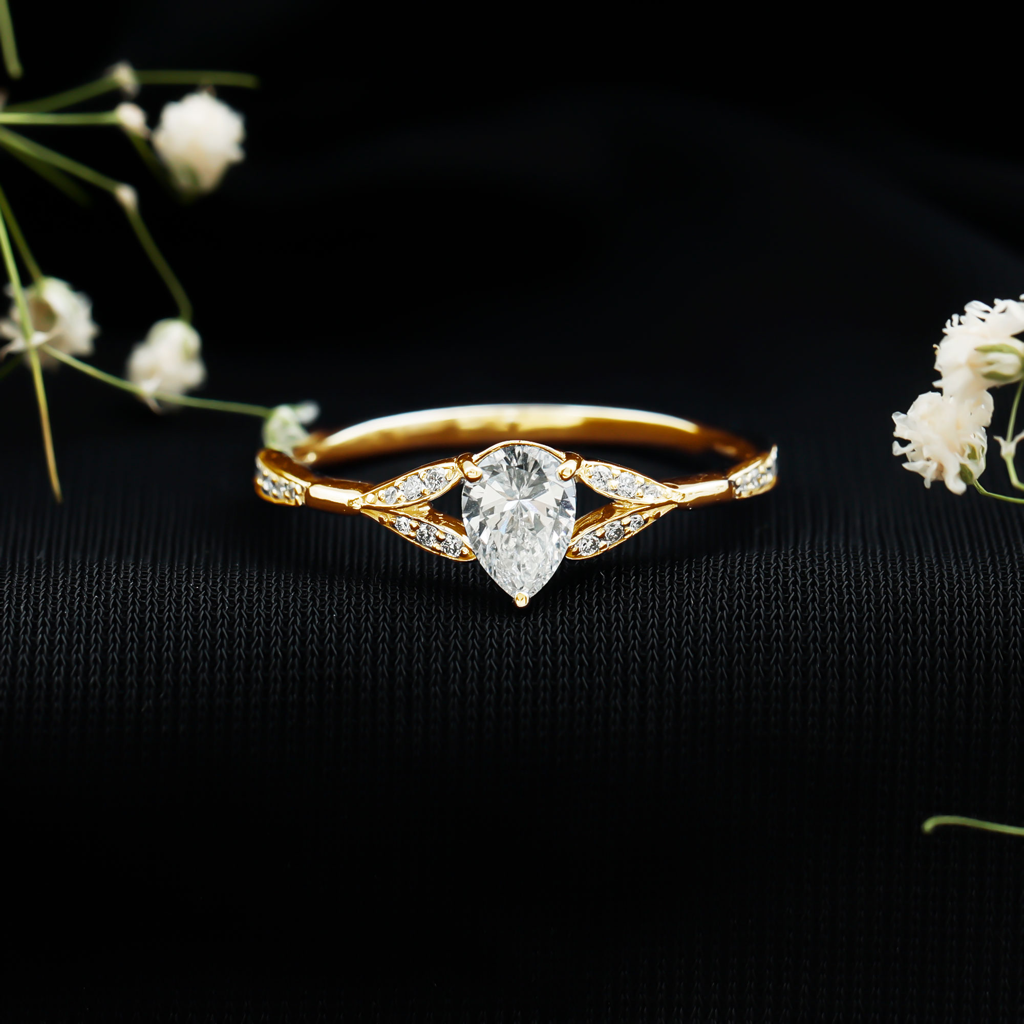 thumbnail video image 2 of Rosec Jewels Certified Lab Grown Diamond Pear Engagement Ring - EF-VS Quality - Ready To Gift, 10K White Gold, US 6.00, 2 of 8