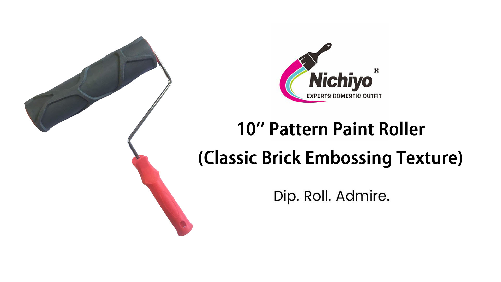 thumbnail video image 2 of Nichiyo 10 Inch Pattern Paint Roller, Classic Stone Rubber Embossing Texture Roller for DIY Wall Decoration and Home Renovation, 2 of 7