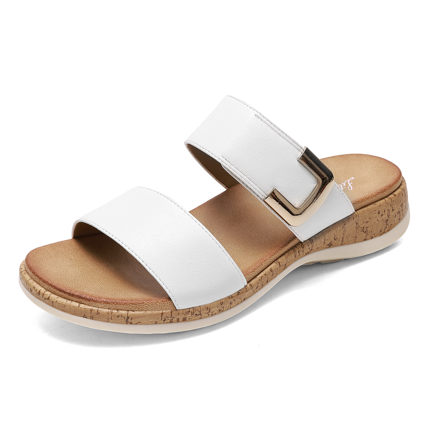 thumbnail video image 2 of Littleplum Women's Arch Support Sandals Wide Leather Strap Casual Summer Beach Sandals for Women,White,Size 6, 2 of 12