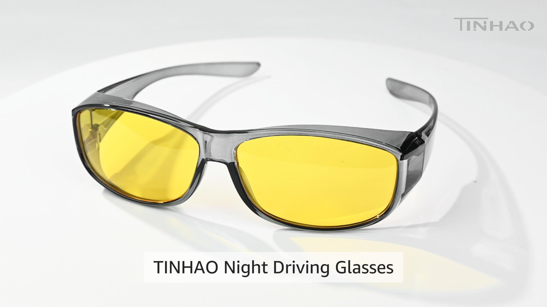 TINHAO Night Driving Wrap Around Glasses Fit Over Glasses for Men