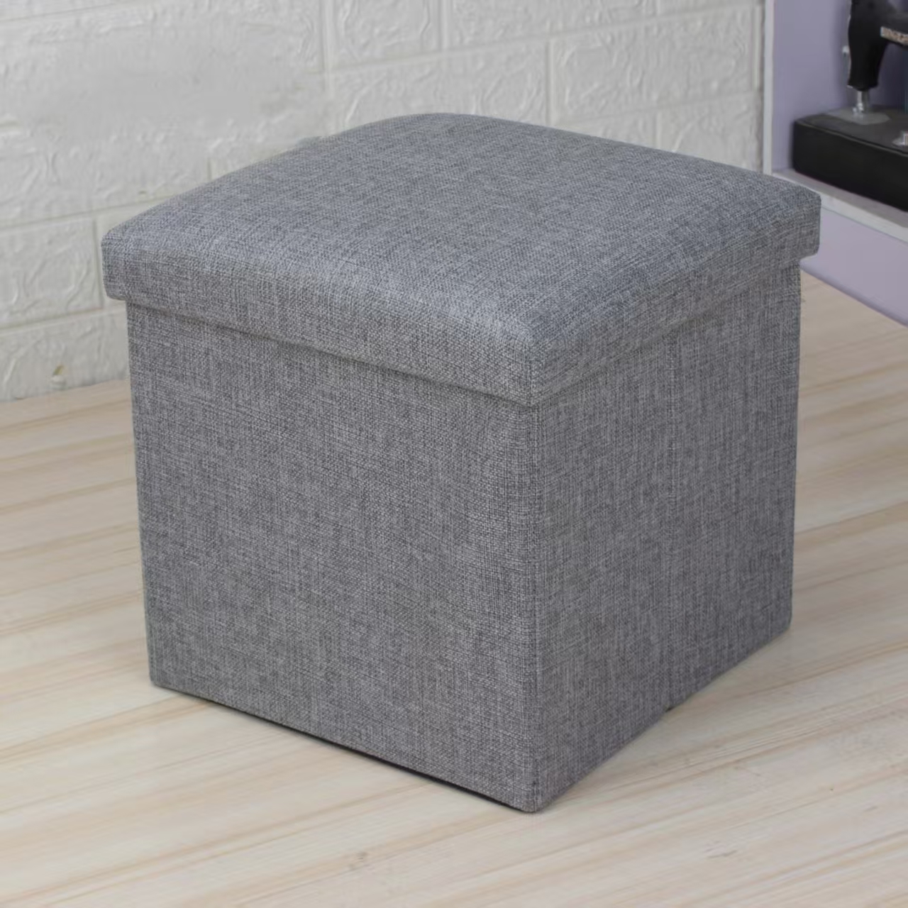 thumbnail video image 2 of 11.8" Collapsible Storage Ottomans, Square Space-Saving Storage Stool, Brown, 2 of 10