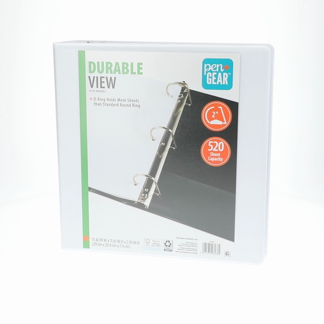 Pen+Gear Durable View Binder, 2-Inch D-Rings, White, 520-Sheet