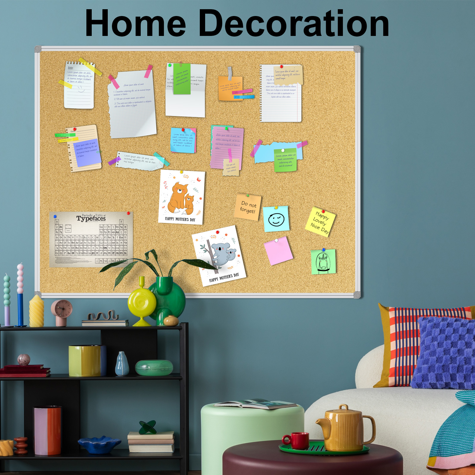 thumbnail video image 2 of (2 pack) Lockways Cork Board 23" x 35" Thumb Tack Board for Wall Heavy Duty Aluminum Frame Bulletin Board, 2 of 9